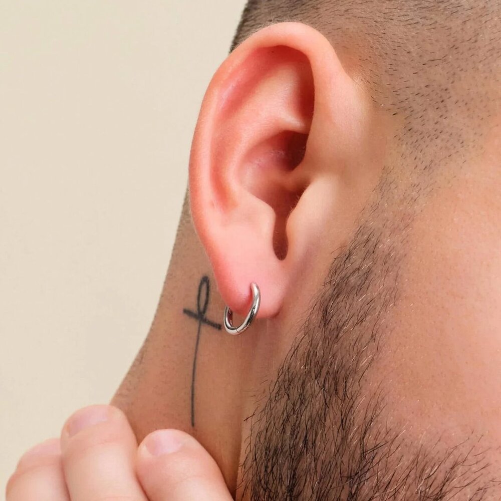 Pure Solid 925 Sterling Silver White Gold Classic Elegant Small Hoop Earrings